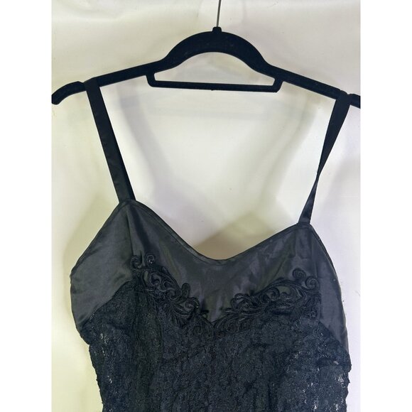 Vintage 80s Black Lace Snap Sheer Teddy Lingerie Body Suit - Picture 2 of 7